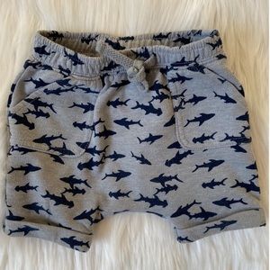 Old Navy shark motif drop crotch shorts 12-18mos